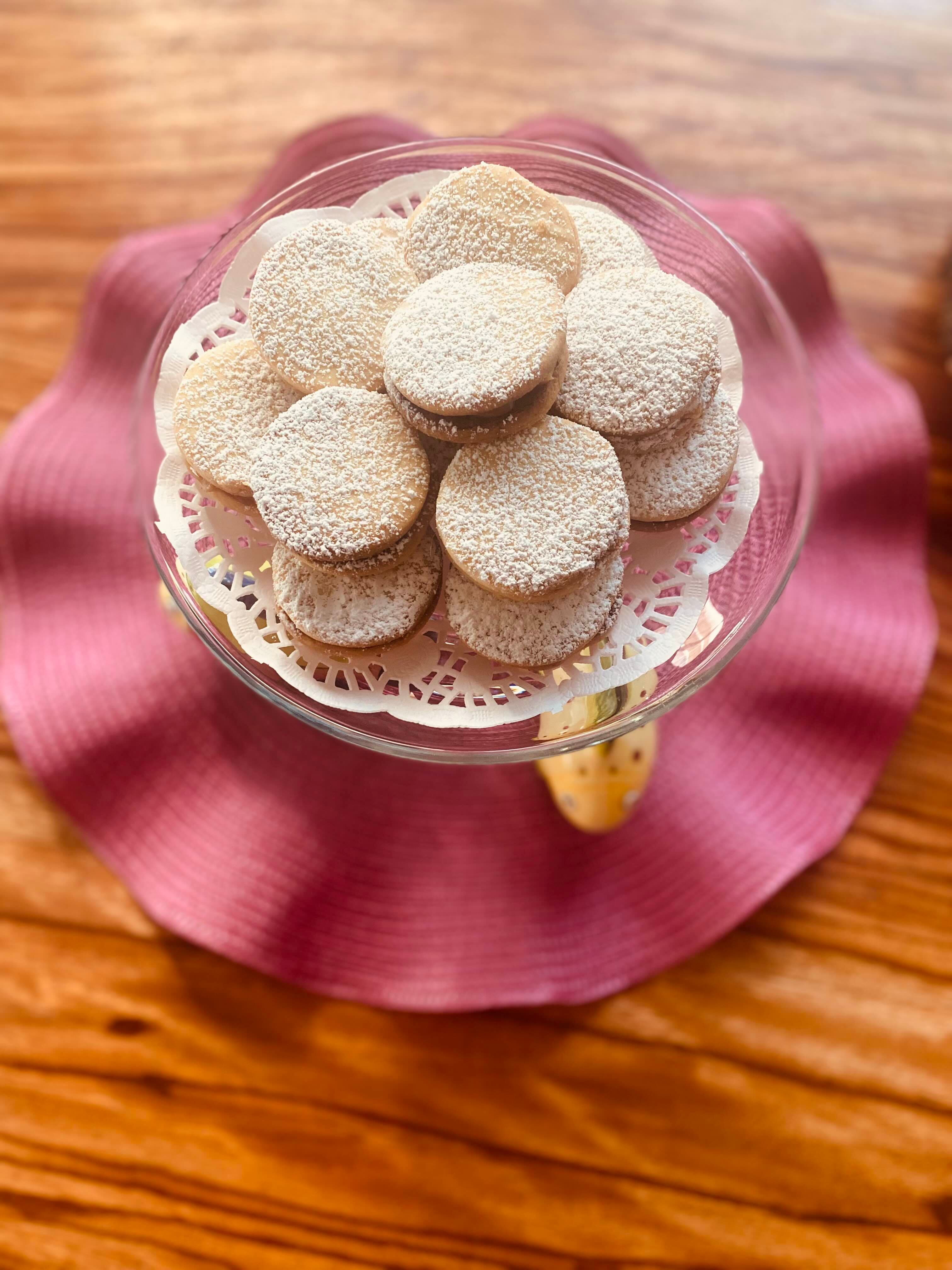 Our buttery Peruvian Alfajor cookies filled with dulce de leche